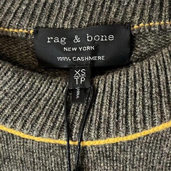 Rag & Bone 100% Cashmere Yorke Army Green Crewneck Sweatshirt Sweater Sz XS - Picture 4 of 9